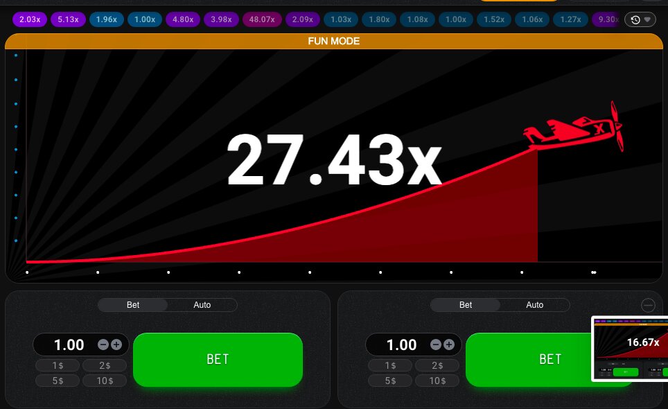 Avietor aircraft multiplier game interface